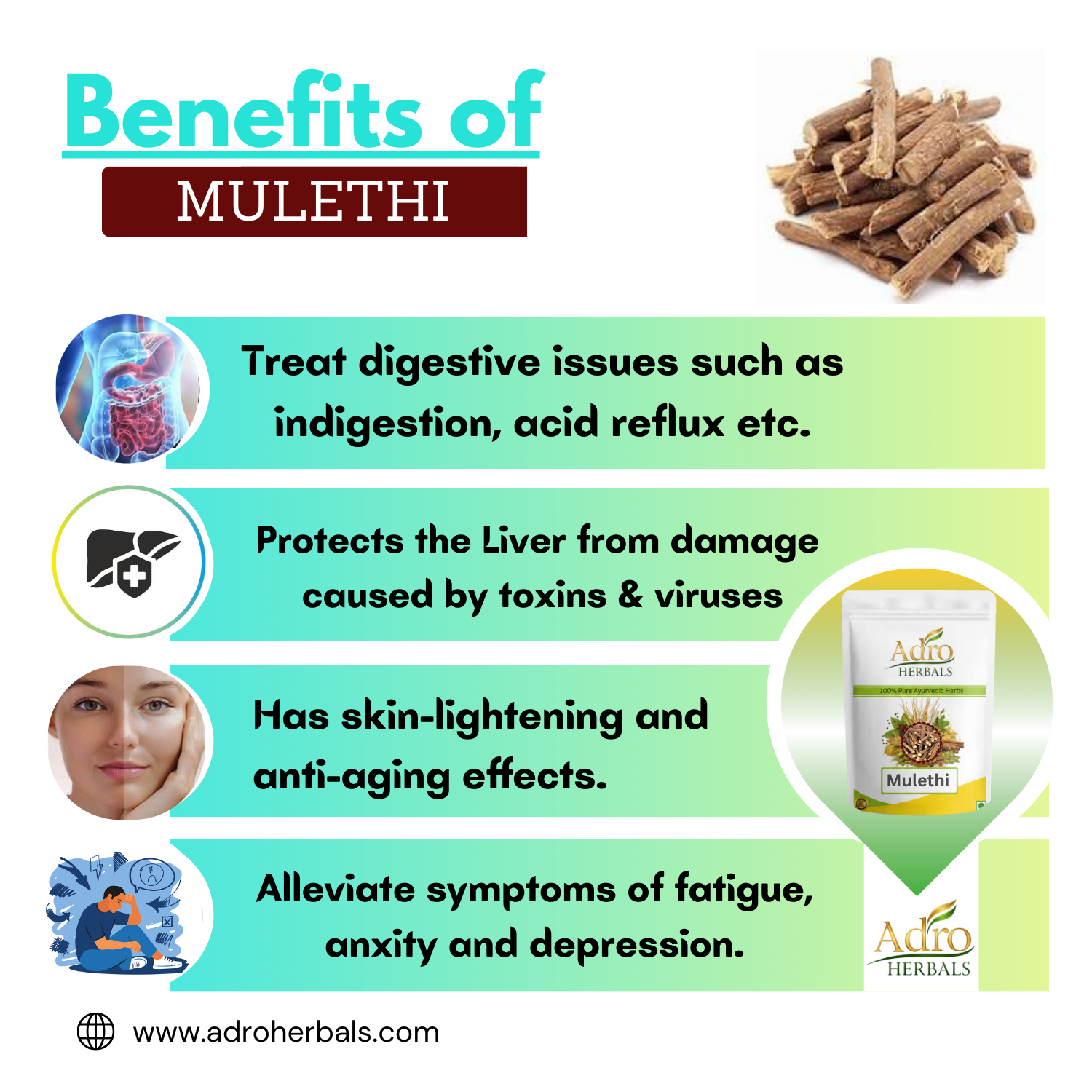 Mulethi (Jadd) - Licorice (Root) - Yashtimadhu - Athimadhuram - Mulhati - Jethimadh - Aslussoos - Glycyrrhiza Glabra by Adro Herbals