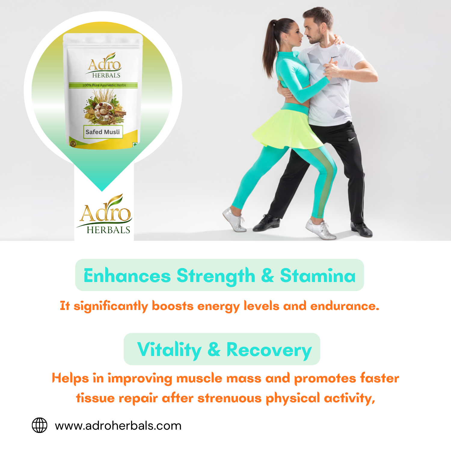 Safed Musli (Jadd) - White Musli (Roots) - Indian Viagra - Chlorophytum Borivilianum by Adro Herbals